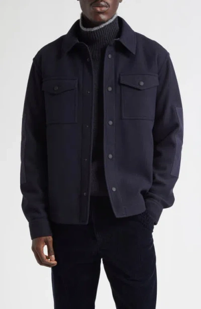 Moncler Logo Patch Shirt Jacket In Blue