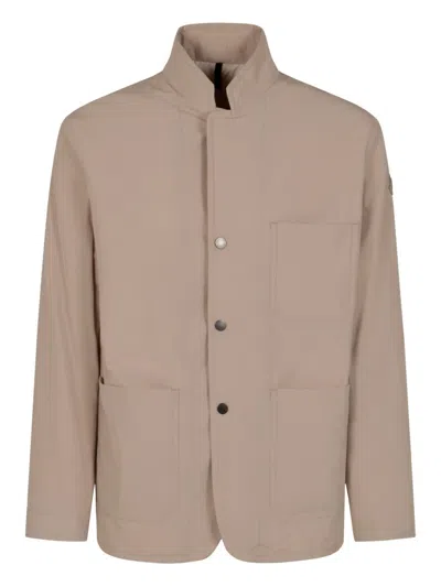 Moncler Logo-patch Shirt Jacket In Neutrals