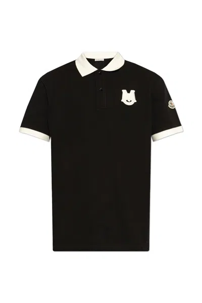 Moncler Short Sleeves Polo Shirt For Men In Black