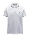 Moncler Classic White Cotton Polo With Signature Tri-color Trim In White
