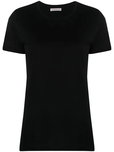 Moncler Cotton Ribbed Crewneck Short-sleeve T-shirt In Black