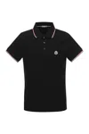 Moncler Men Tricolor-trimmed Cotton Piquet Polo Shirt Navy In Black