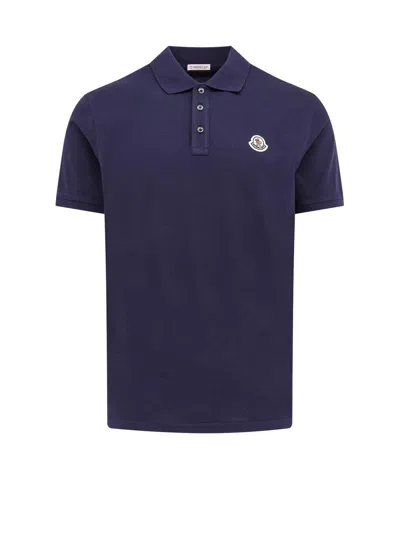 Moncler Logo Patch Short-sleeved Polo Shirt In Blue