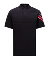 Moncler Short Sleeve Pique Polo Shirt In Blue