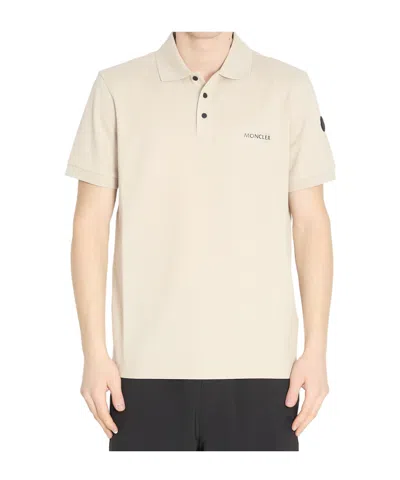 Moncler Collared Short-sleeved Polo Shirt In Neutral