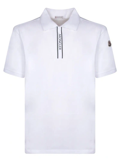 Moncler Logo Patch Short Polo Shirt In White