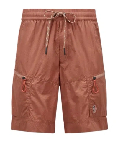 Moncler Logo-patch Shorts In Brown