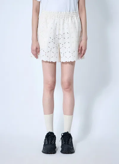 Moncler Logo Patch Shorts In Sand