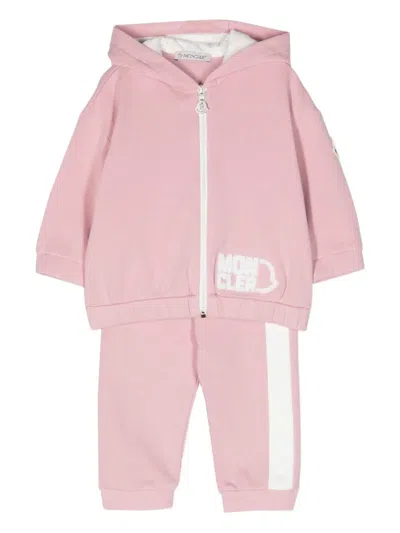 Moncler Kids' Logo-patch Side-stripe Tracksuit (set Of Two) In Pink
