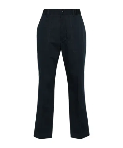 Moncler Logo Patch Slim Fit Trousers In Blue