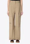 Moncler Logo Patch Straight Cargo Pants In Beige