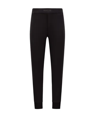 MONCLER MONCLER LOGO PATCH STRAIGHT LEG TROUSERS
