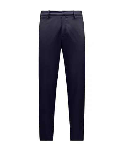 Moncler Logo-patch Straight-leg Trousers In Blue