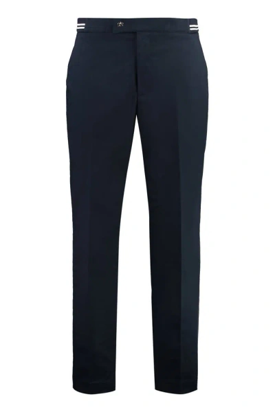 Moncler Logo Patch Straight Leg Trousers In Blue