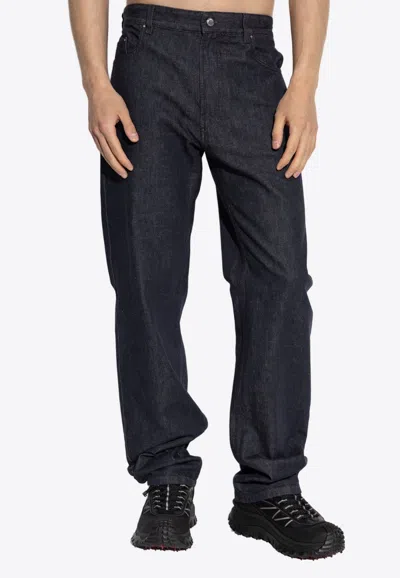 Moncler Logo Patch Straight-leg Jeans In Blue