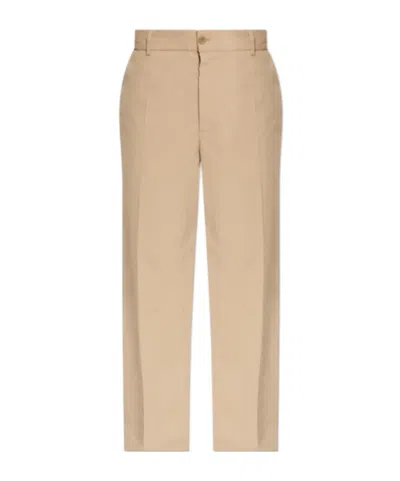 Moncler Logo Patch Straight-leg Trousers In Brown