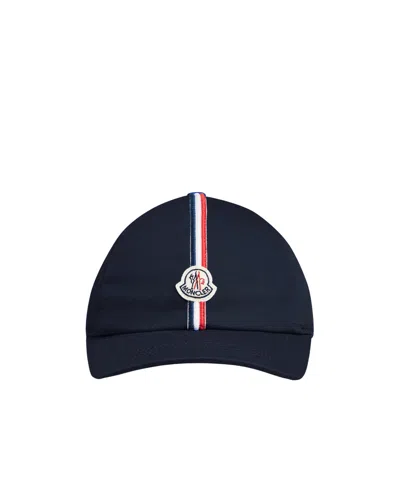 Moncler Logo-patch Stripe-detail Cap In Black