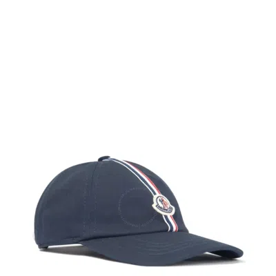 Moncler Logo-patch Stripe-detail Cap In Blue