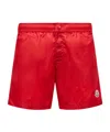 Moncler Red Drawstring Swim Shorts In Red