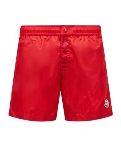 MONCLER MONCLER LOGO PATCH STRIPE DETAILED SWIM SHORTS