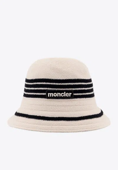 Moncler Logo Patch Striped Bucket Hat