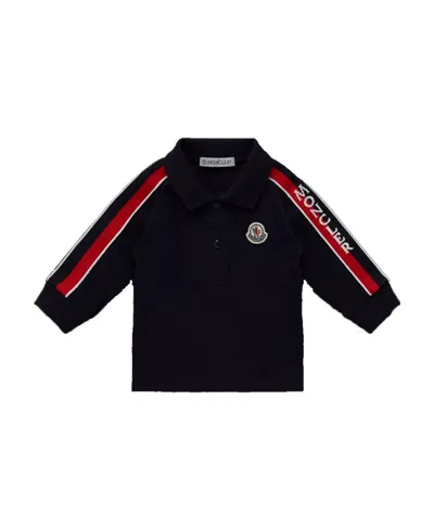 Moncler Logo-patch Striped Polo Shirt In Blue