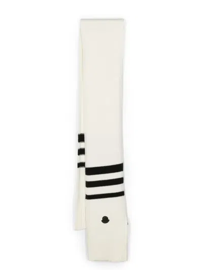 Moncler Stripes Detail Scarf In Cream