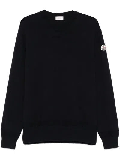 Moncler Logo-patch Sweater In Blue