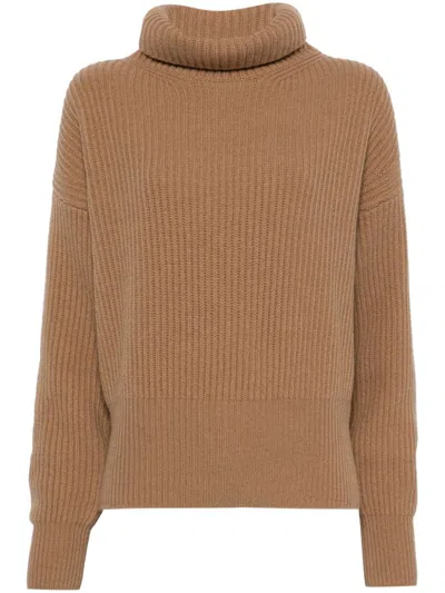 Moncler Logo-patch Sweater In Brown
