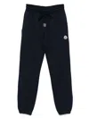 Moncler Blue Cotton Jogging Pants In Black