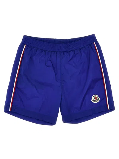 Moncler Kids' Logo Patch Swim Shorts In Blue