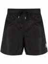 Moncler Logo Patch Detail Elastic Waist Swim Shorts In Black