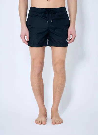 Moncler Logo Patch Swim Shorts In Black
