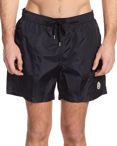 Moncler Logo Patch Swim Shorts In Black