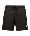 Moncler Logo Patch Detail Elastic Waist Swim Shorts In Black