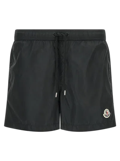 Moncler Logo Patch Swim Shorts In Black
