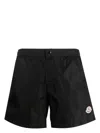 Moncler Logo Patch Detail Elastic Waist Swim Shorts In Black