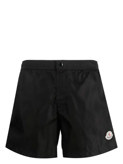 Moncler Logo-patch Swim Shorts In Black