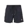 Moncler Logo Patch Drawstring Swim Shorts In Blue