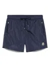 Moncler Logo Patch Drawstring Swim Shorts In Blue