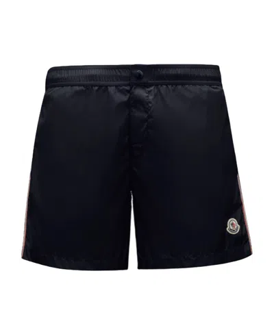 Moncler Logo-patch Swim Shorts In Blue