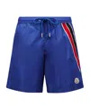 Moncler Straight-leg Mid-length Logo-appliquéd Striped Recycled Swim Shorts In Blue