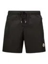 Moncler Logo Patch Detail Elastic Waist Swim Shorts In Brown