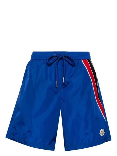 Moncler Logo-patch Swim Shorts In Eletric Blue