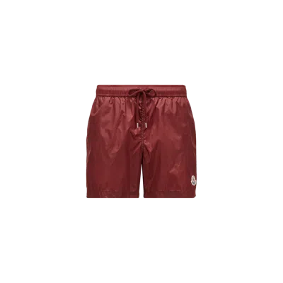 Moncler Logo Patch Swim Shorts Red