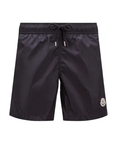 Moncler Logo Patch Swimming Shorts In Blue