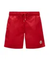Moncler Logo Patch Nylon Swim Shorts In Red