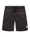 Moncler Logo Patch Detail Elastic Waist Swim Shorts In Black