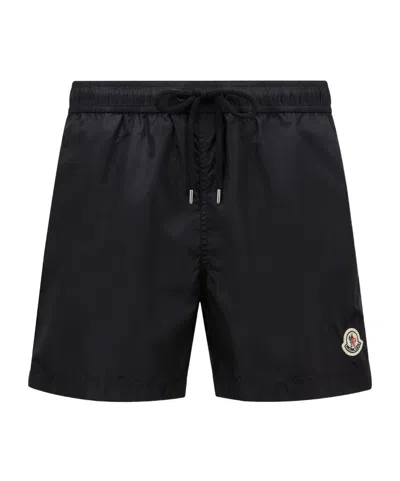 Moncler Logo Patch Swimming Trunks In Blue