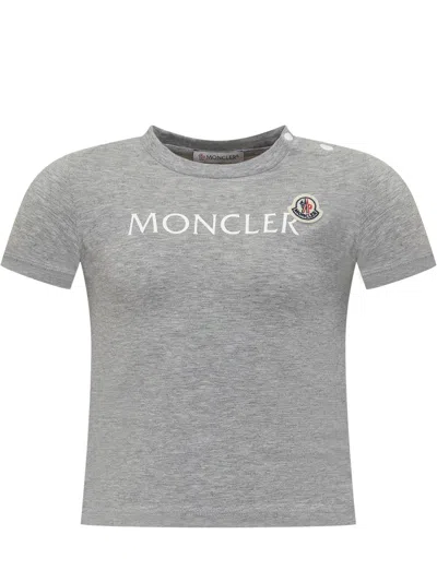 Moncler Babies' Logo Patch T-shirt In Gray